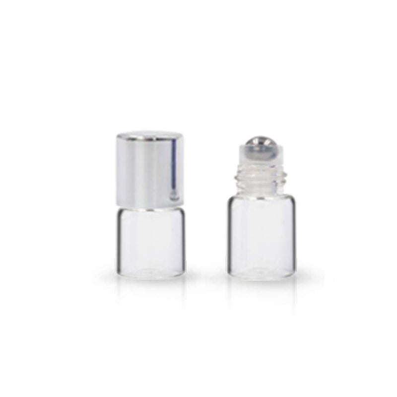 ZbFwmx 20 Pack Set 1ML Mini Sample Roll Glass Bottles for Essential Oils Roller Refillable Perfume Roll Bottle (Pure-Sliver) - Image 3